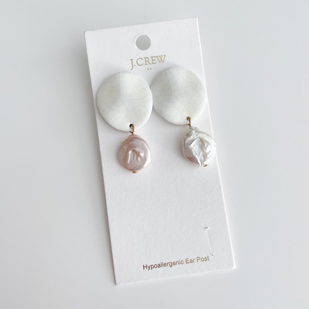 J. Crew Freshwater Pearl Disc Drop Earrings - Picture 4 of 4